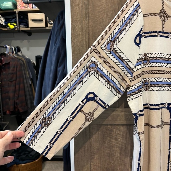 Talbots 1X Top Nautical Rope Print Stretch 3/4 Sleeve - Picture 7 of 11